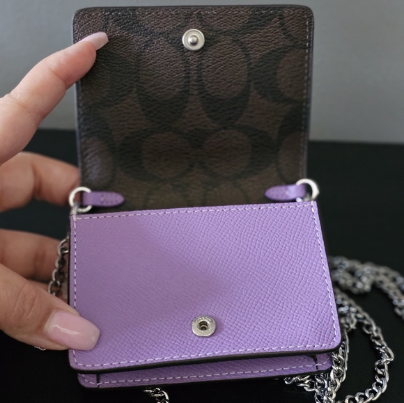 Coach Mini Wallet On A Chain With Signature Canvas Interior - Picture 3 of 5